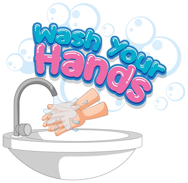 Wash your hands poster design with hands being washed