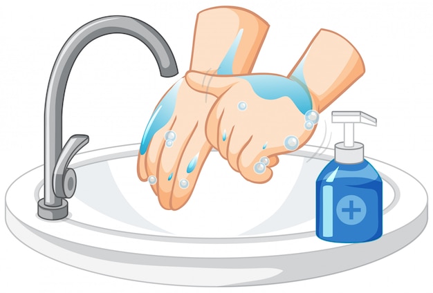 Washing hands on white background