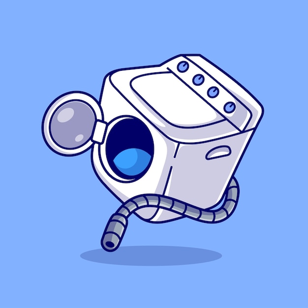 Washing Machine Cartoon Vector Icon Illustration Object Technology Icon Concept Isolated Premium