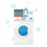 Free vector washing machine illustration with bubbles