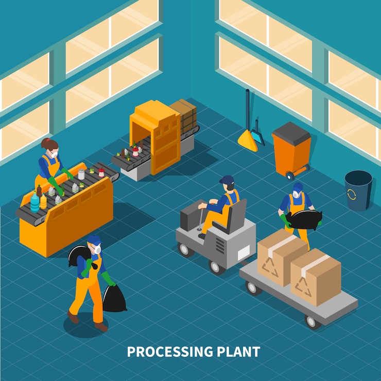 Free Vector waste recycling factory composition