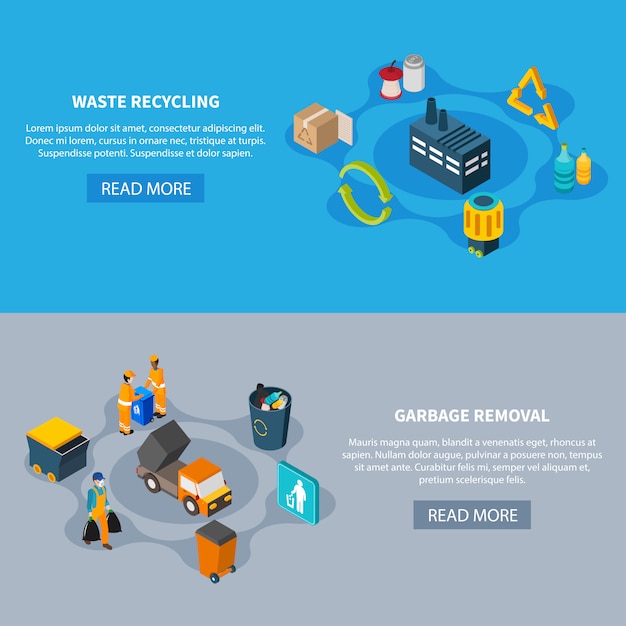 Free vector waste separation banners set