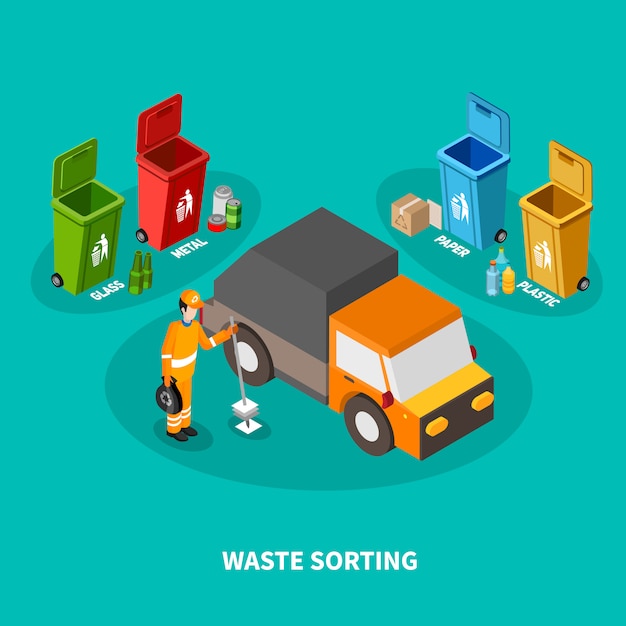 Free vector waste sorting isometric composition