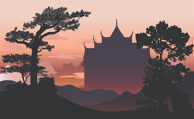 Wat Benjamabhopit silhouette vector design