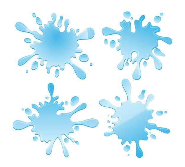 water blue splashes on white background