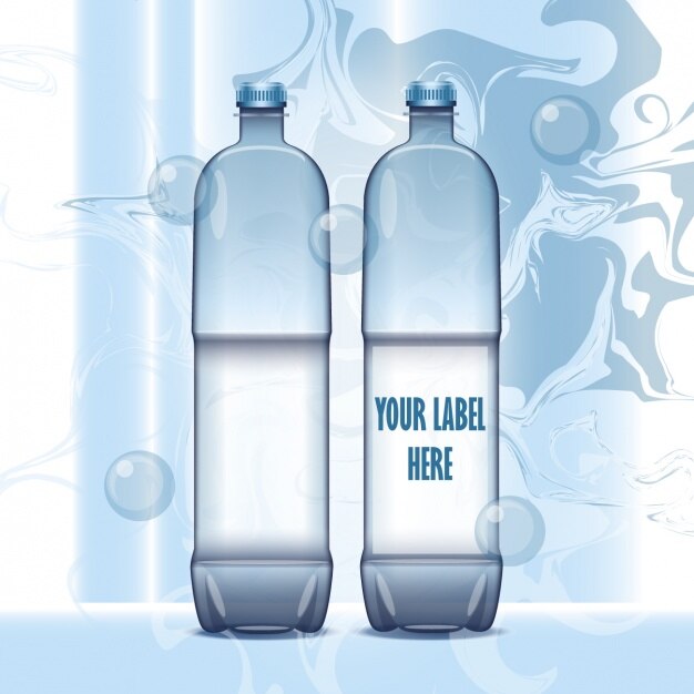 Free Vector water bottles with bubbles
