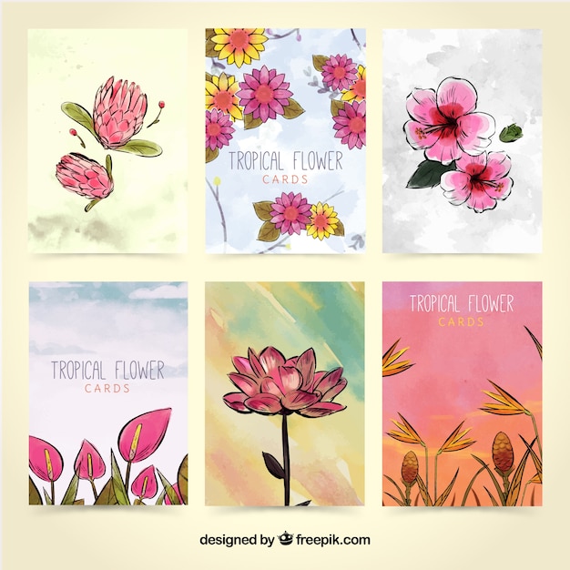 Free vector water color flower cards