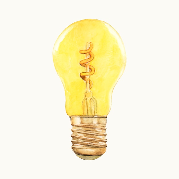 Vettore gratuito acqua colore illustrazione di una lampadina