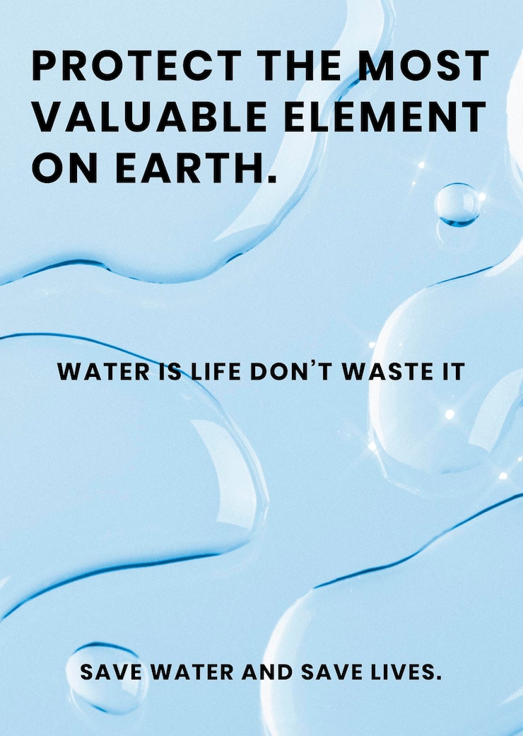 Free Vector water conservation poster template, vector water background, protect the most valuable element on earth text