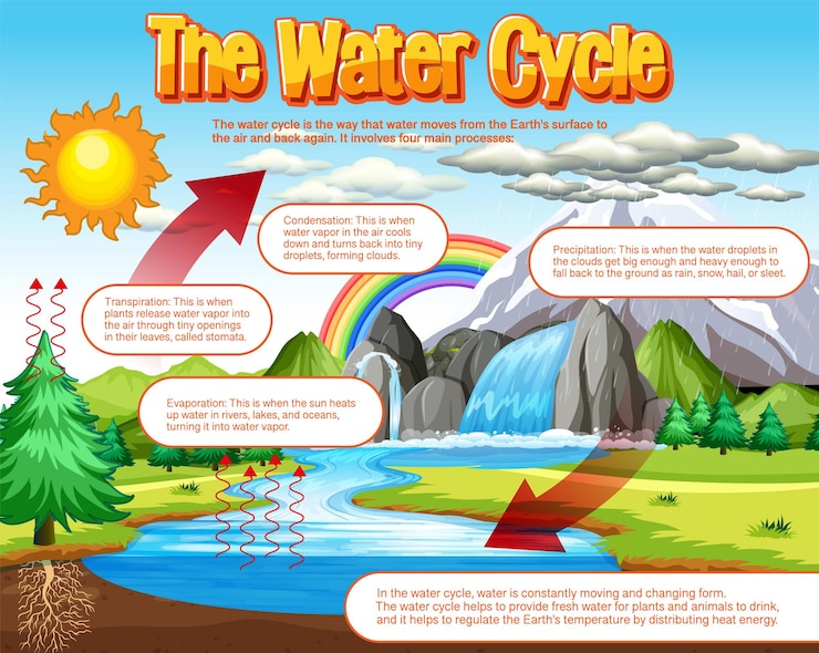 Free Vector the water cycle diagram for science education