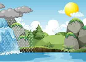 Free vector the water cycle on earth concept