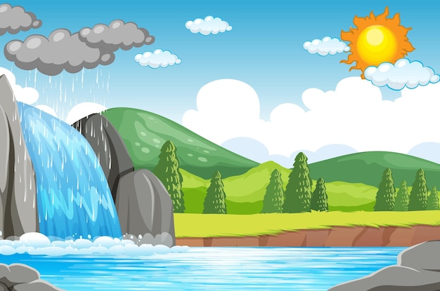 Free vector the water cycle on earth concept