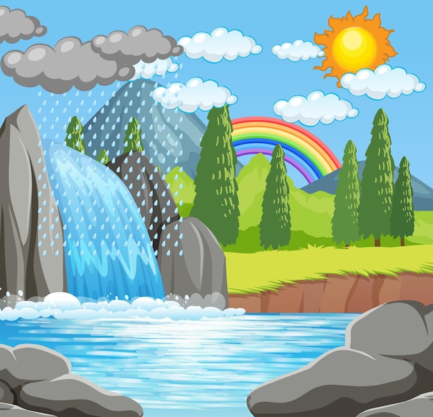 Free vector the water cycle on earth concept