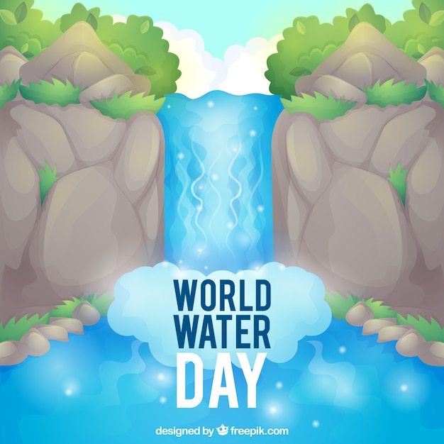 Free vector water day background with waterfall