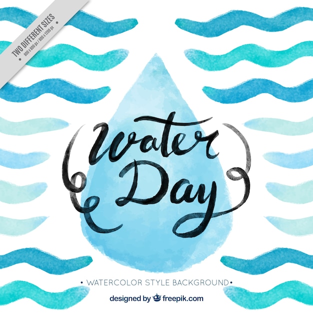 Free vector water drop background and watercolor waves