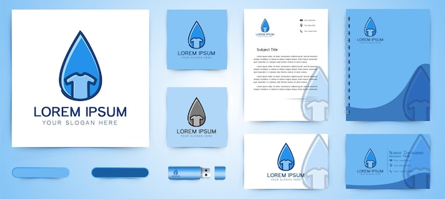 Water drop and t shirt, laundry logo and business branding template Designs Inspiration Isolated on White Background