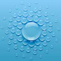 Free vector water droplets on blue background