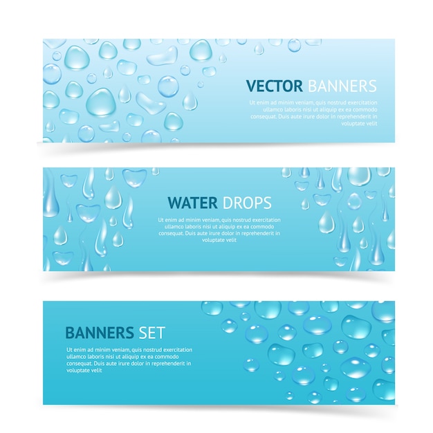 Free vector water drops banners