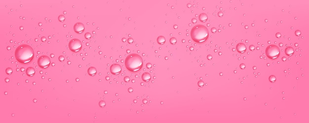 Free vector water drops on pink background spherical bubbles