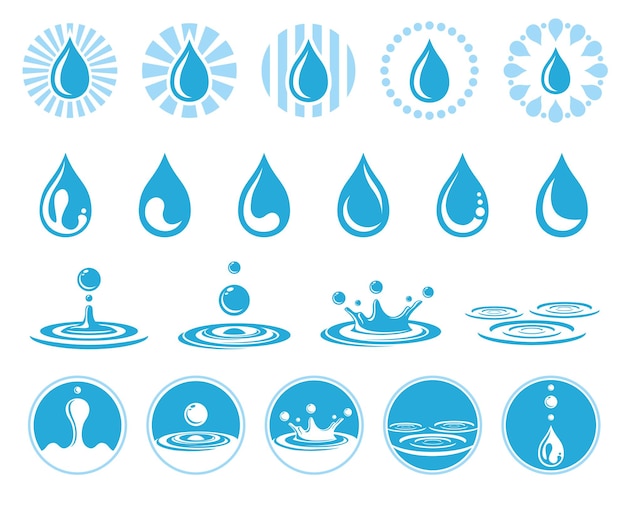 Free vector water drops set on white