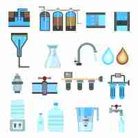 Free vector water filtration icon set