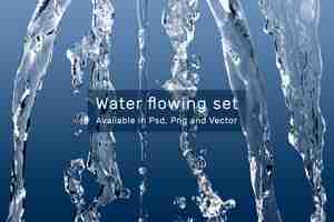 Free vector water flowing effect vector set