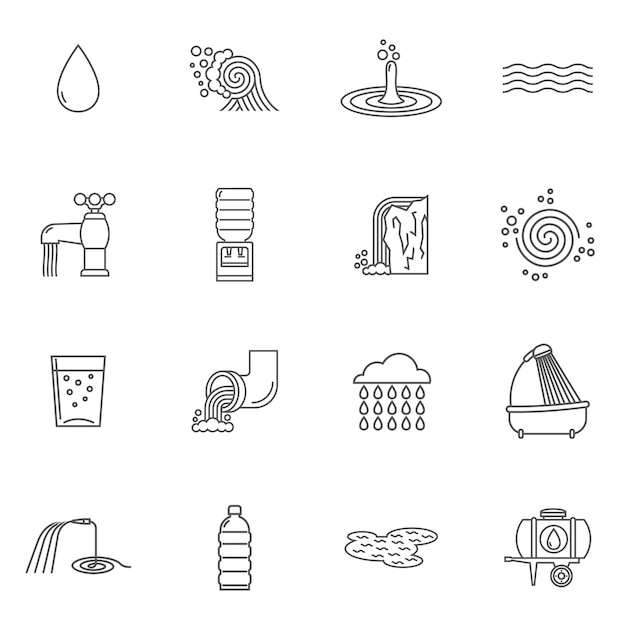 Water Icons Line