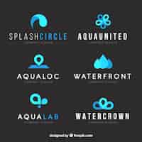 Free vector water logos collection for companies in flat style