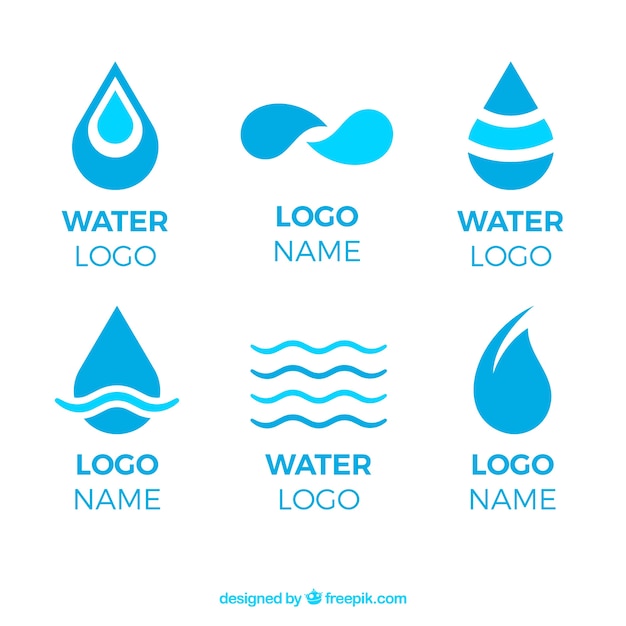 Free vector water logos collection for companies in flat style