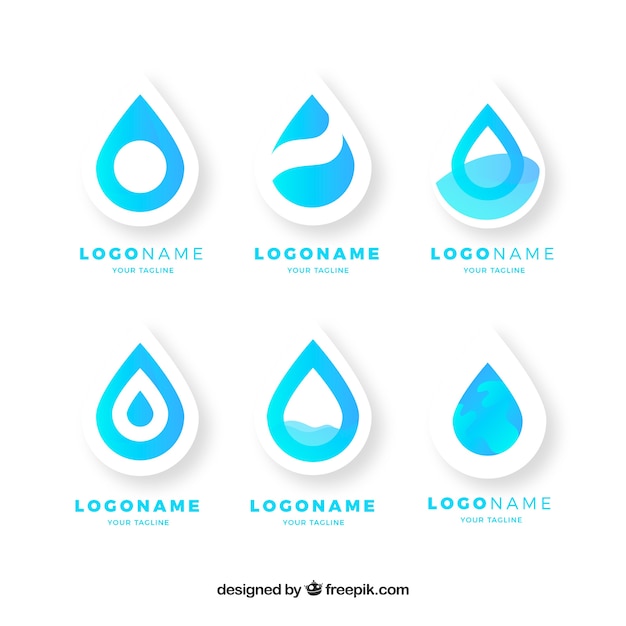 Water logos collection for companies in flat style Free Vector