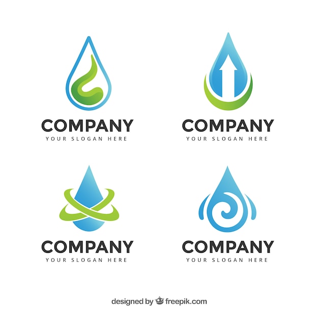 Water logos collection for companies in flat style