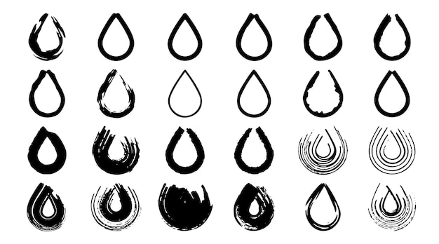 Vettore gratuito illustrazione di vettore della spazzola disegnata a mano di doodle dell'elemento del sangue dell'olio dell'acqua