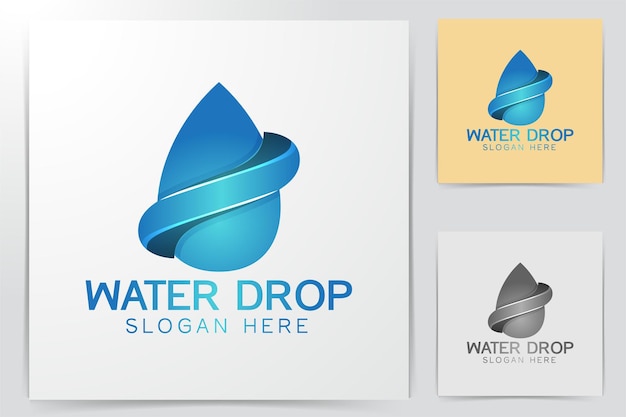 水/油滴と無限大のロゴは、白い背景で隔離のインスピレーションをデザインします