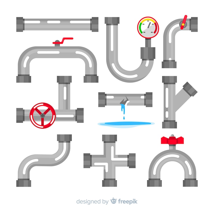 Free Vector water pipes collection in flat design