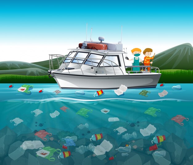 water pollution with plastic bags in ocean