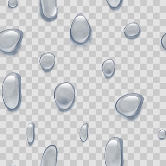 Water pure big drops on transparent background design element nature rain or dew. vector illustration