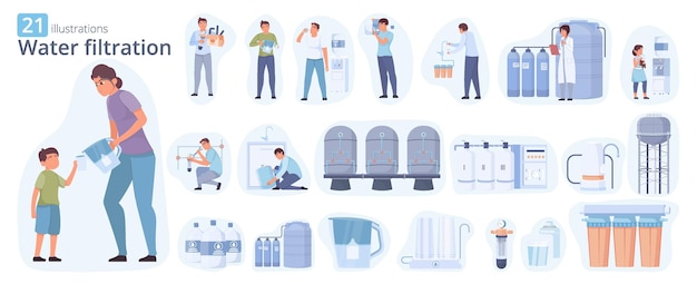 Free vector water purification icons collection