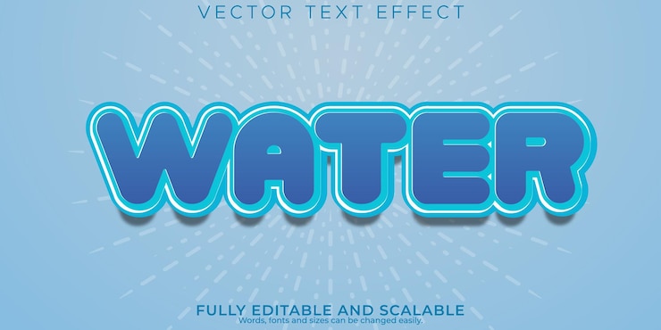 Free Vector water sea text effect editable clean and nature text style