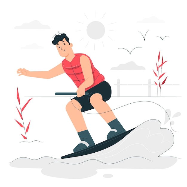 Free vector water ski concept illustration