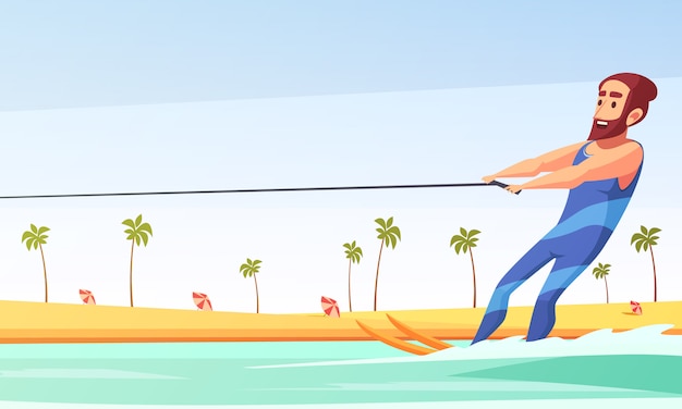 Free vector water skiing