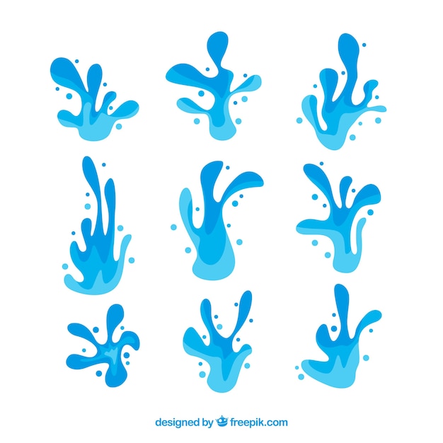 Free vector water splash collection in flat style