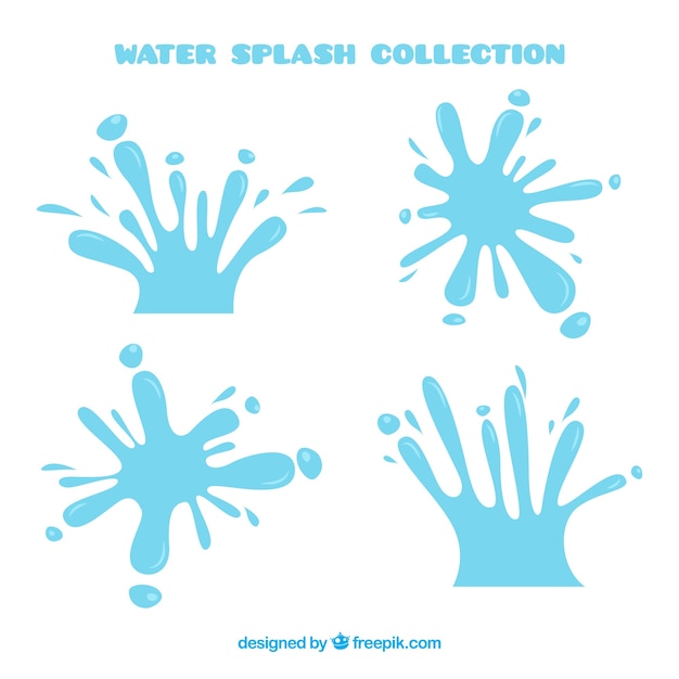 Water splash collection in flat style