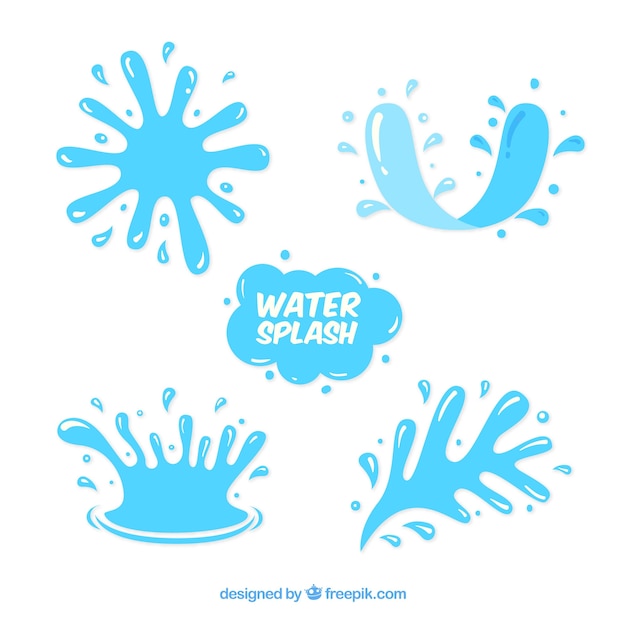 Water splash collection in flat style