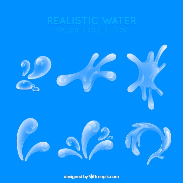 Free vector water splash collection in realistic style without background