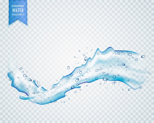 Free vector water splash flowing on transparent background