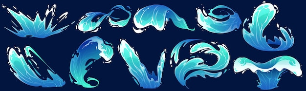 Free vector water splash vfx game cartoon video effects set