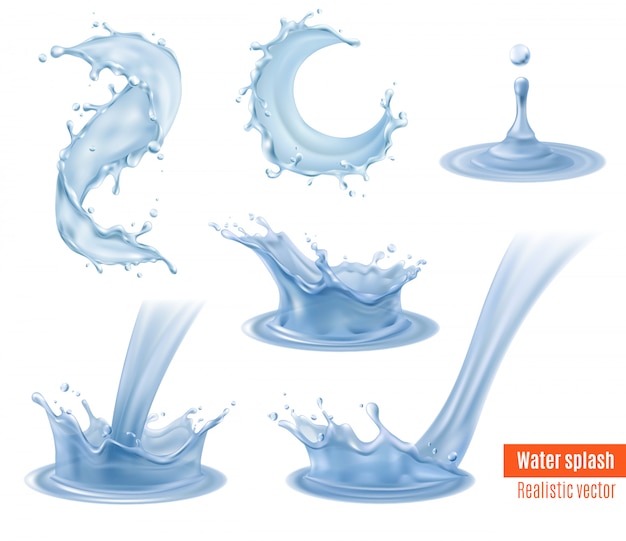 Free Vector water splashes realistic set 