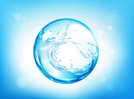 Free vector water splashing sphere on blue sky
