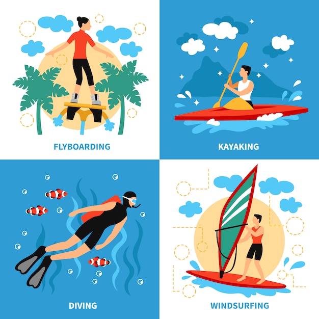 Free vector water sport characters