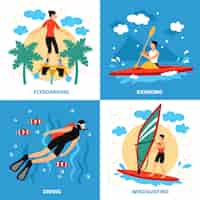 Free vector water sport characters